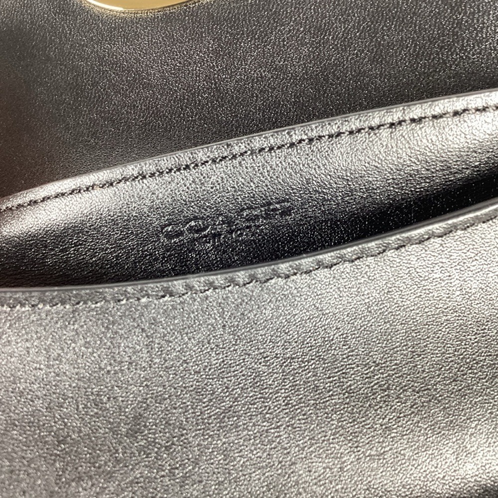 Coach #53277 Black Soft Leather Clutch Wallet with Gold Chain - Picture 8 of 10